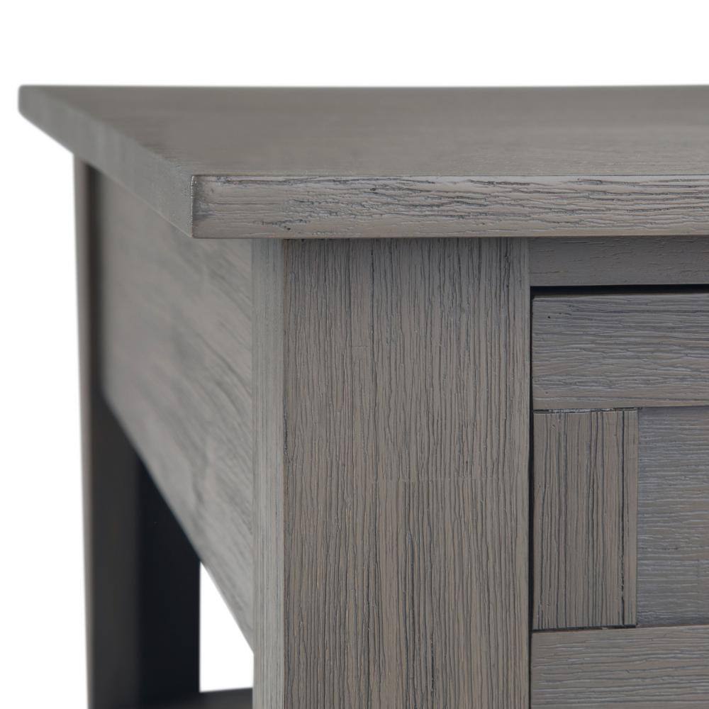 Farmhouse Gray 38" Square Acacia Wood Coffee Table with Storage
