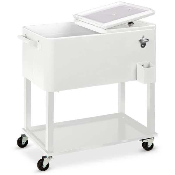 20 gal White Wheeled Chest Cooler with Bottle Opener, Drain Plug