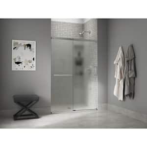 Elate 44-48 in. W x 71 in. H Sliding Frameless Shower Door in Bright Silver with Thick Frosted Glass