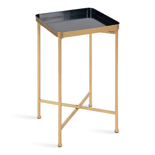 Kate and Laurel Celia 13.75 in. Navy Blue Square Metal End Table
