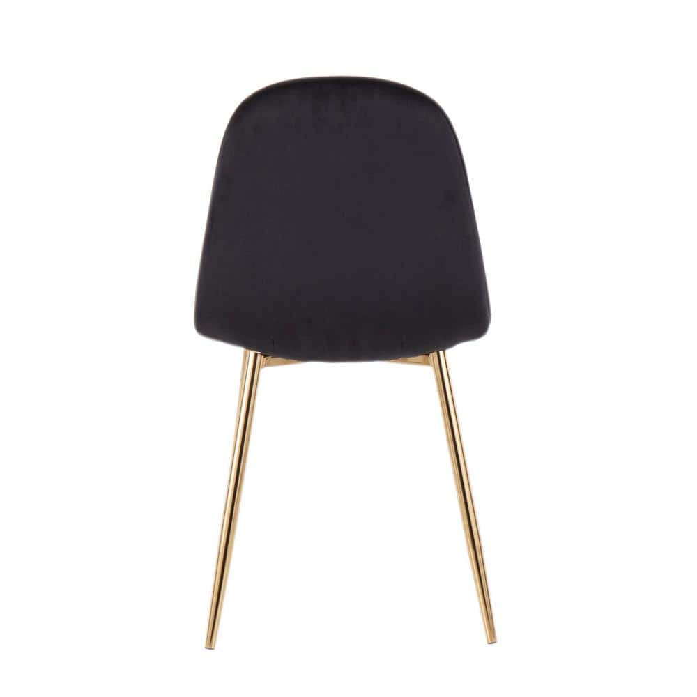 Set of 2 Black Velvet and Gold Metal Dining Chairs