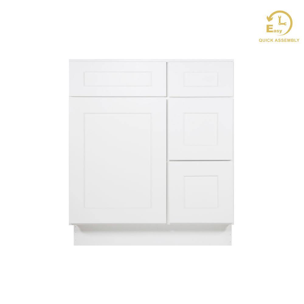 Shaker White Solid Wood Freestanding Vanity Cabinet with Drawers