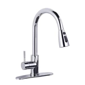 Single Handle Pull Out Sprayer Kitchen Faucet Deckplate Included in Polished Chrome
