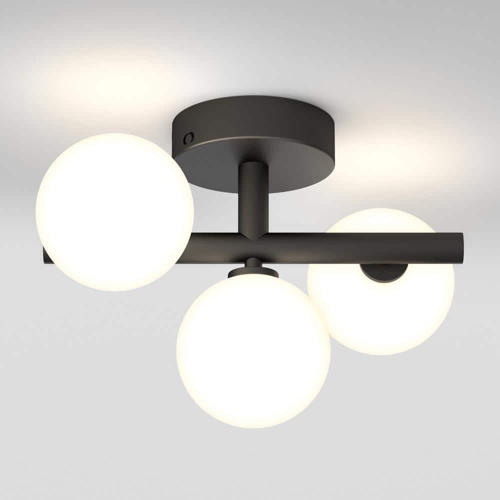 Bloom Modern Black LED Ceiling Light with Frosted Glass Globes