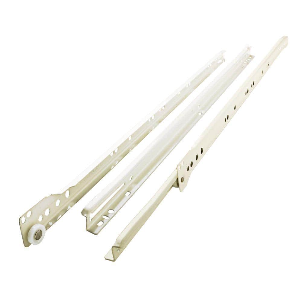 White 16-Inch Bottom Mount Drawer Slide Set