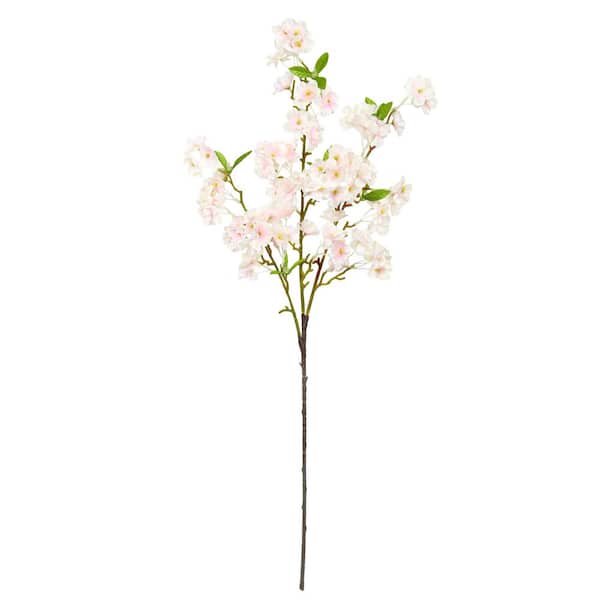 LIVING LUXURY 40 in. Blush Pink Artificial Cherry Blossom Flower Stem Spray Set of 3