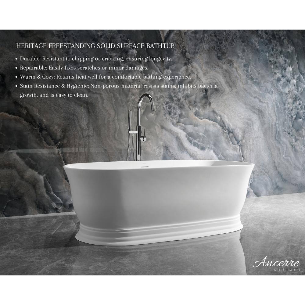 Heritage 70.9'' Matte White Acrylic Freestanding Bathtub