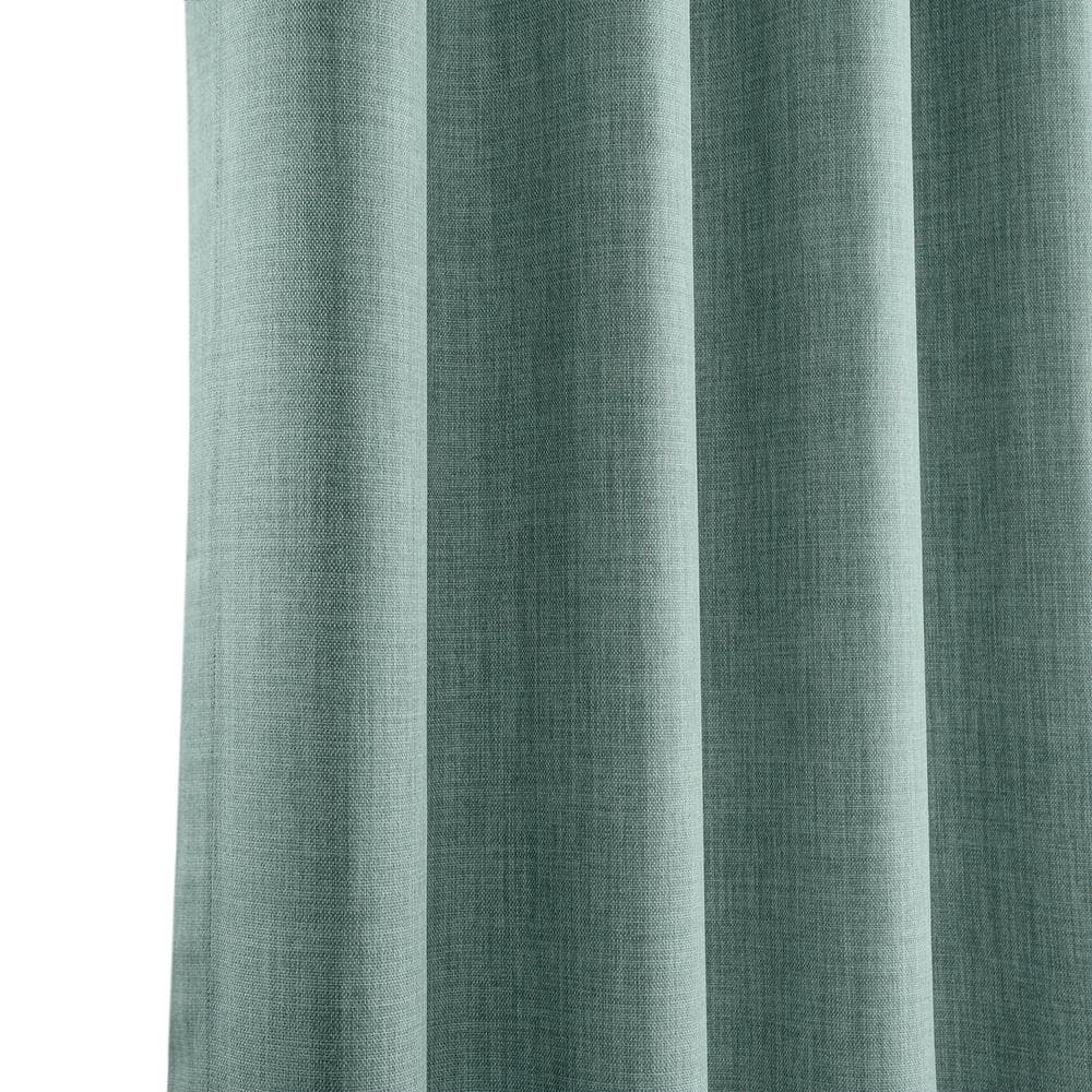 Sea Thistle Blue Faux Linen Room Darkening Grommet Panel - 50" x 108"