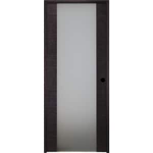 Avanti 202 18 in. x 80 in. Right-Hand Frosted Glass Solid Composite Core Black Apricot Wood Single Prehung Interior Door