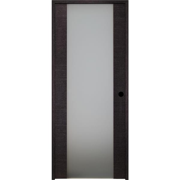 Belldinni Avanti 202 32 in. x 84 in. Right-Hand Frosted Glass Composite Core Black Apricot Wood Single Prehung Interior Door