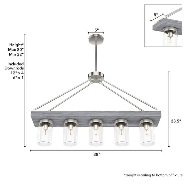 Hunter Devon Park 5-Light Matte Bronze Farmhouse Led Chandelier