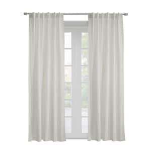 Danbury Off-white Polyester Textured Jacquard 52 in. W x 95 in. L Dual Header Light Filtering Curtain (Single-Panel)