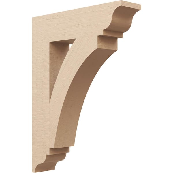 Ekena Millwork 5.5 in. x 32 in. x 24 in. Thorton Traditional Rough Cedar Woodgrain Timberthane Polyurethane Bracket, Primed Tan