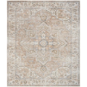 Astra Machine Washable Beige 9 ft. x 12 ft. Distressed Traditional Area Rug