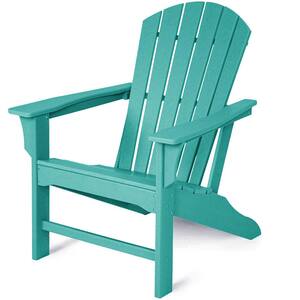 1-Piece Turquoise Blue HDPE All-Weather Composite Outdoor Adirondack Chairs for Garden, Lawns, Set of 1