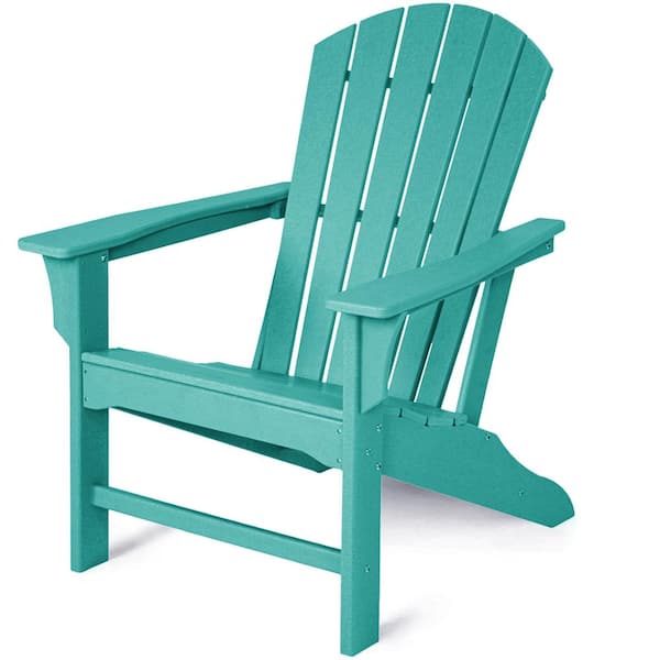 Zeus & Ruta 1-Piece Turquoise Blue HDPE All-Weather Composite Outdoor Adirondack Chairs for Garden, Lawns, Set of 1