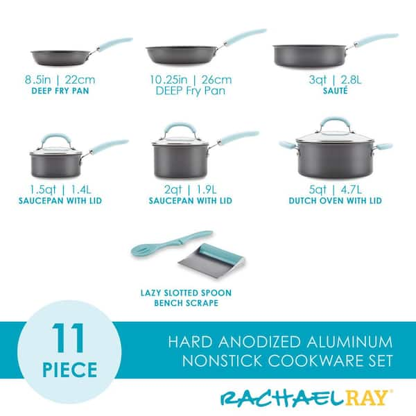 Rachael Ray Create Delicious 12 .5 in. Aluminum Nonstick Deep Skillet,  Light Blue Shimmer 12018 - The Home Depot