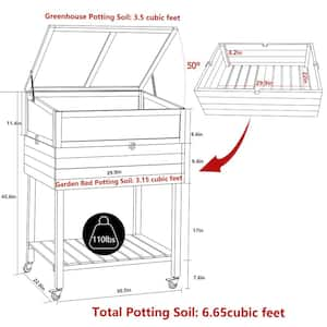 46 in. x 23 in. x 31 in. Wooden Raised Garden Bed with Greenhouse Top, Liner and Lockable Wheels