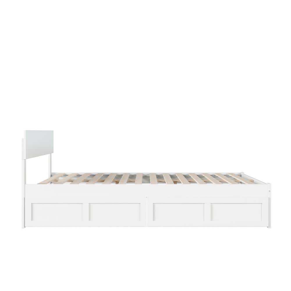 Boston White Queen Platform Bed with Storage Drawers