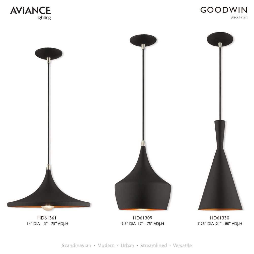 Black and Gold 14'' Aluminum Mini Pendant Light