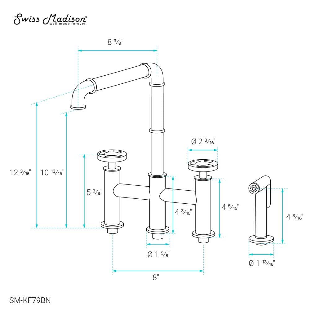 Avallon Pro Brushed Nickel Widespread Kitchen Faucet with Side Sprayer