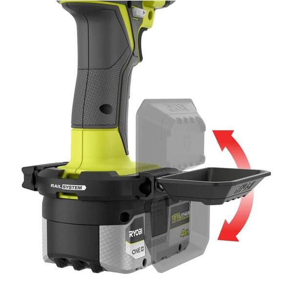 RYOBI - RAIL System Accessory Set (3-Piece) with Base, Magnetic Bit Bar Attach, 180° Magnetic Tray, (2) Screws, (4) Impact Bits