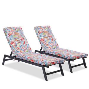 Gray Metal Outdoor Chaise Lounge with Gray and Flower Cushions
