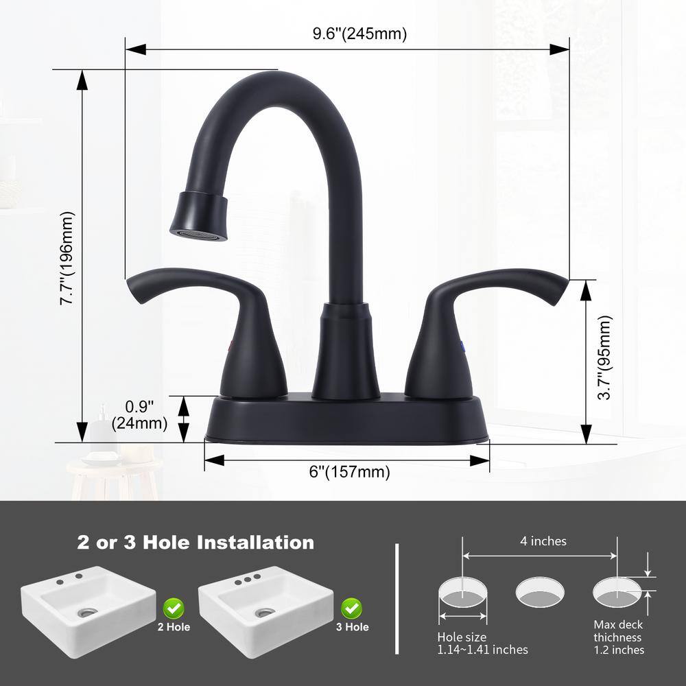 Matte Black High Arc Double Handle Bathroom Faucet