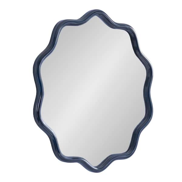 Talma Navy Blue 26 in. W x 26 in. H Modern Scalloped Wood Framed Mirror