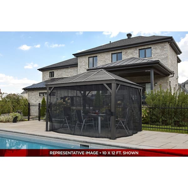 Mykonos 12 ft. x 16 ft. Black Gazebo