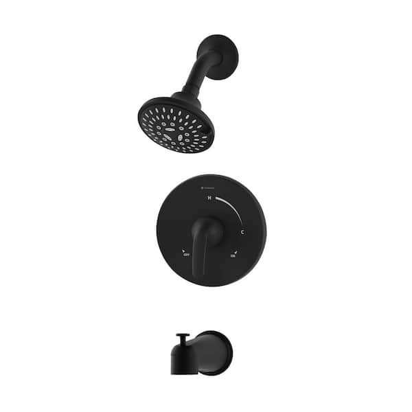 Symmons Elm 1-Handle Tub and Shower Faucet Trim in Matte Black (Valve not Included)