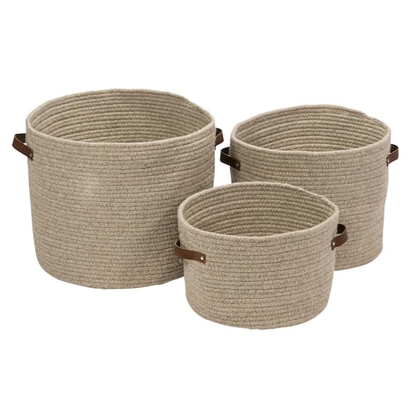 Colonial Mills Chunky Natural Wool Square Basket - Light Beige 14x10