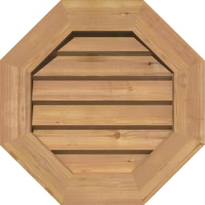 17 in. x 17 in. Octagon Unfinished Smooth Western Red Cedar Wood Paintable Gable Louver Vent