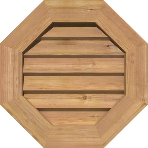 Ekena Millwork 29 in. x 29 in. Octagon Unfinished Smooth Western Red Cedar Wood Paintable Gable Louver Vent