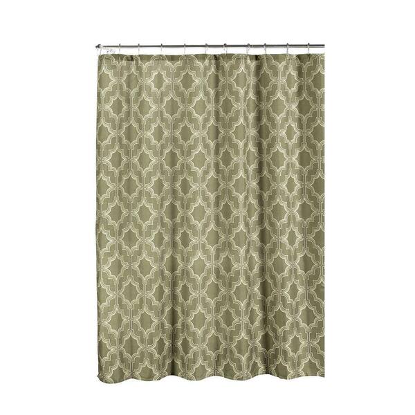 Creative Home Ideas Faux Linen Textured 70 in. W x 72 in. L Shower Curtain with Metal Roller Rings in Loren Taupe
