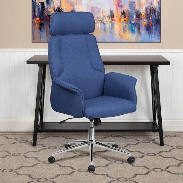 high back blue office chair