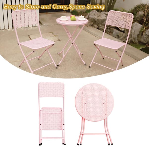 Amucolo 3 Piece Folding Metal Patio Outdoor Bistro Table Chair