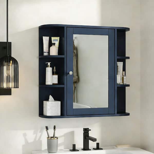LIVACA 26 in. W x 24.75 in. H Rectangular MDF Blue Medicine