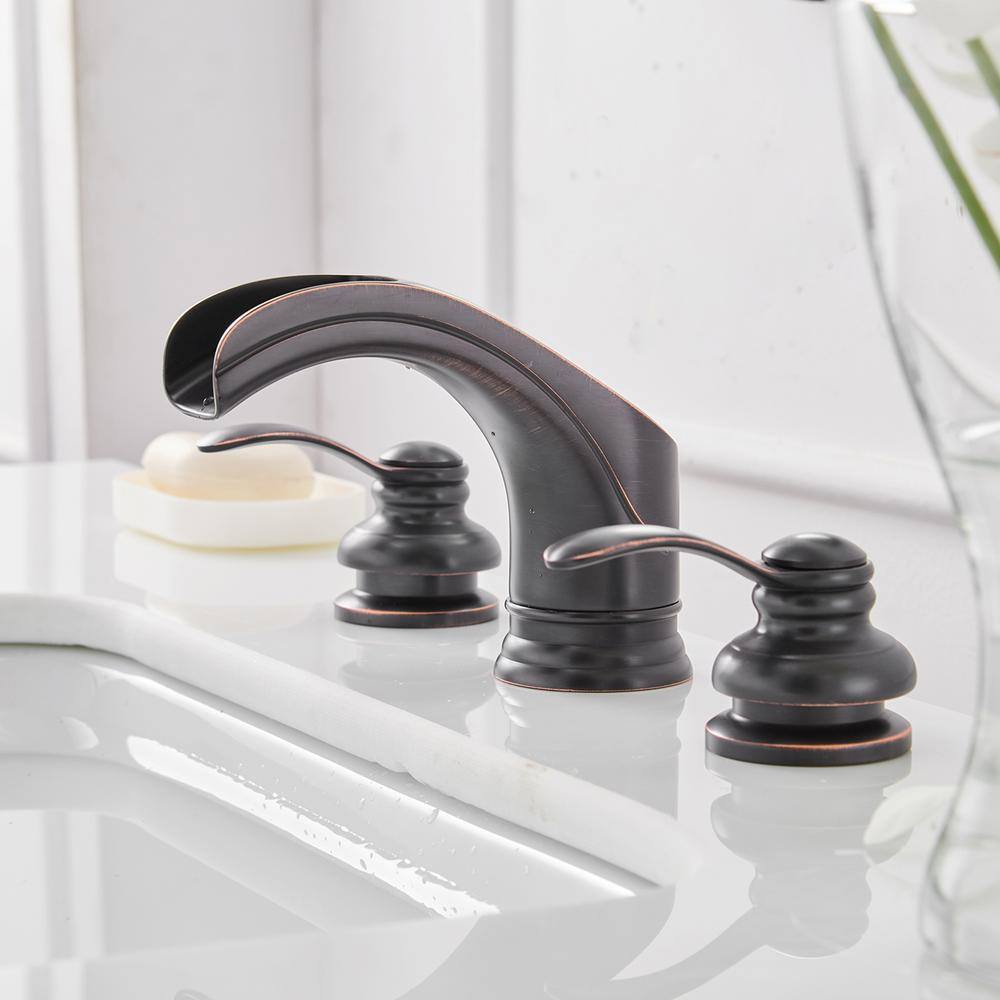 Oil-Rubbed Bronze 2-Handle Waterfall Bathroom Faucet