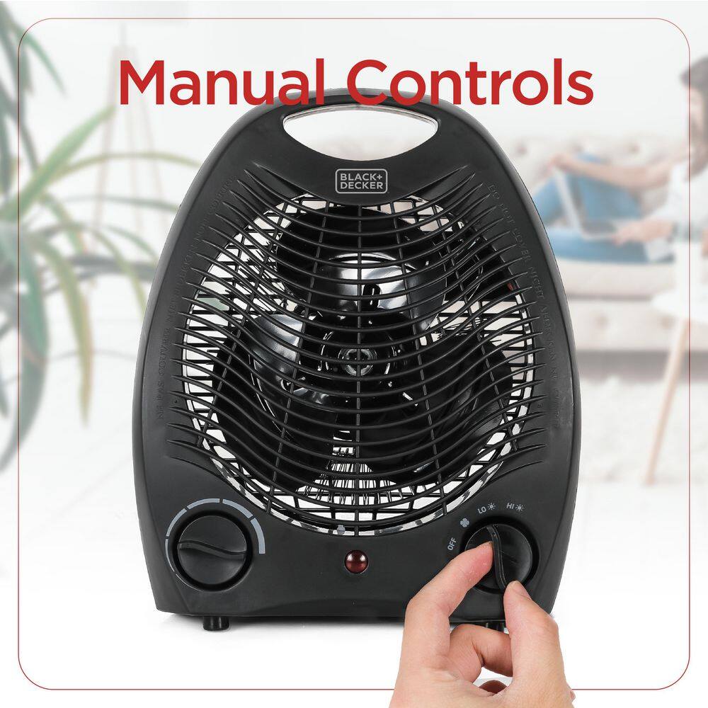 BLACK+DECKER 1,500-Watt-Max Personal Desktop Heater with Fan Setting (Black), BHD101B