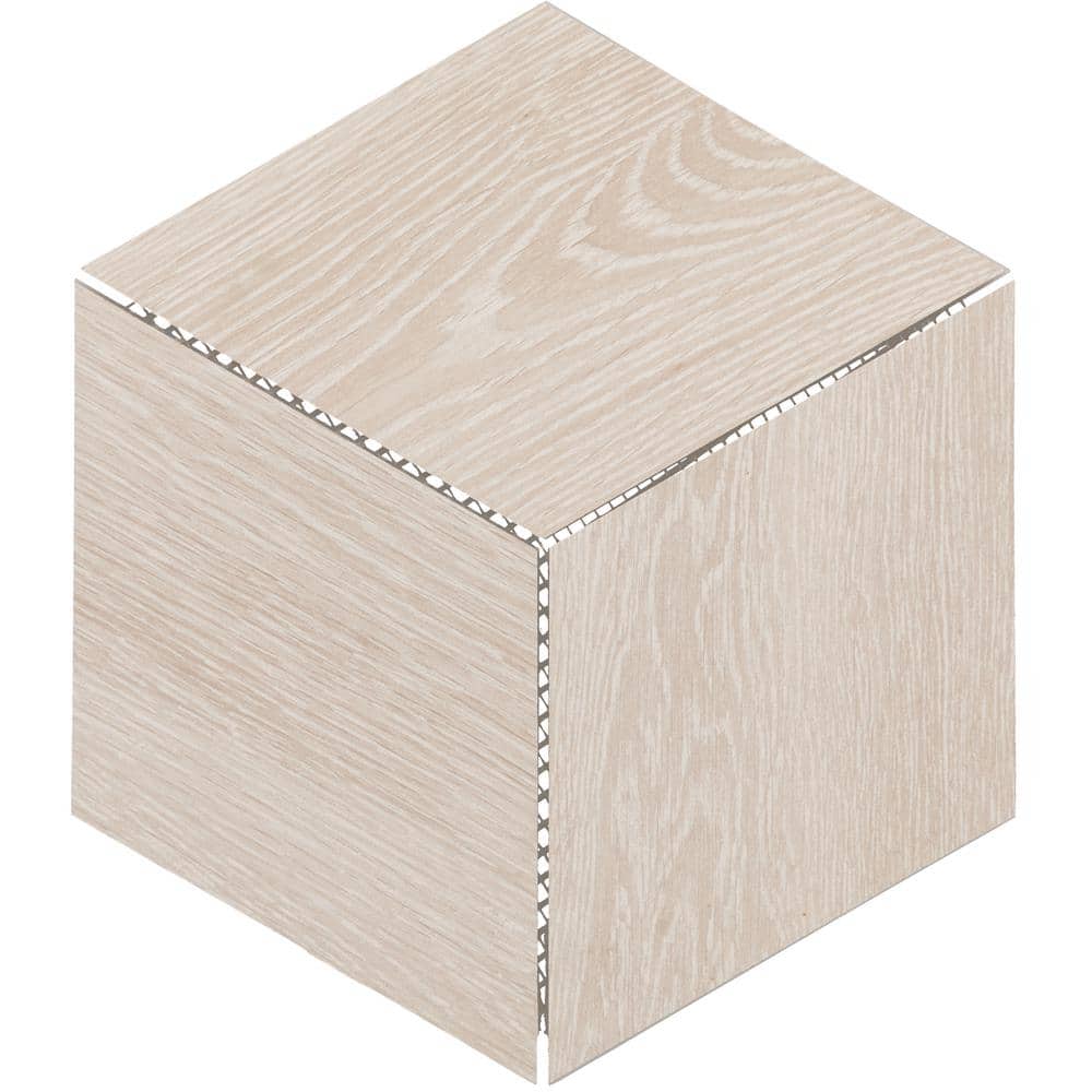 Emerson Wood Ash White Matte 11-1/2 in. x 11-1/2 in. Glazed Ceramic 3D Cube