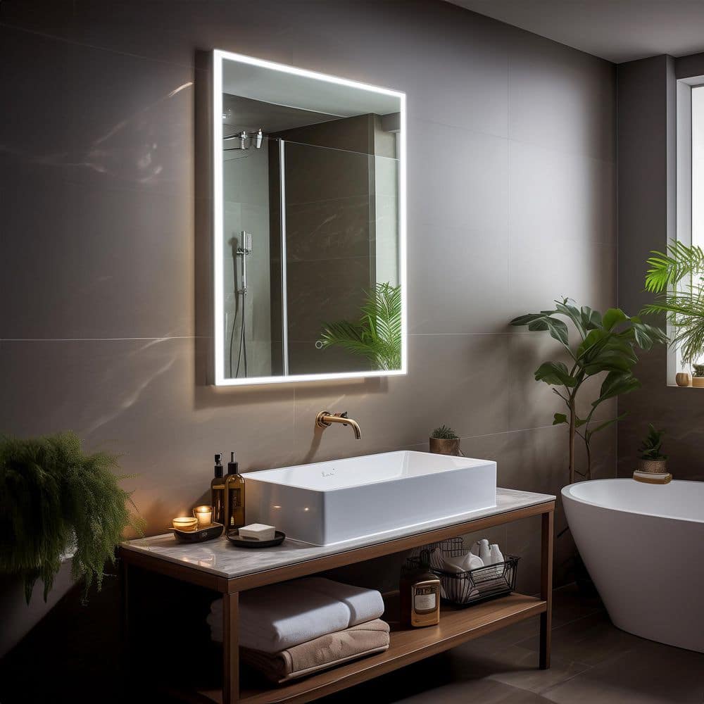 24 in. W x 32 in. H Rectangular Frameless LED Wall Mount Bathroom Vanity Mirror with Integrated Touch Switch price history on PriceWatchPro