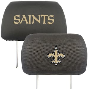 NFL New Orleans Saints Black Embroidered Head Rest Cover Set (2-Piece)