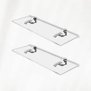 6 in. W x 0.75 in. H x 11.5 in. D Wall Mount Clear Acrylic Rectangular Shelf Brushed Nickel Brackets (Pack of 2)