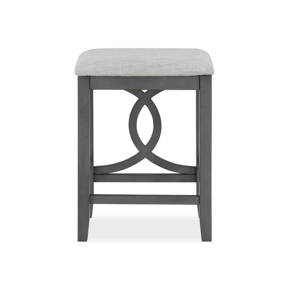 Gray Solid Wood Counter Table Set with Upholstered Stools