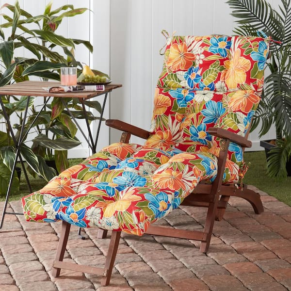 Greendale Home Fashions 72 in. x 22 in. Outdoor Chaise Lounge Cushion in Aloha Red Floral OC4804 ALOHA RED The Home Depot