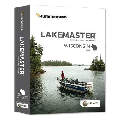 Lakemaster Version 8.0 GPS Micro Map Card and SD Adapter, Fishing Map for Chartplotter for Wisconsin