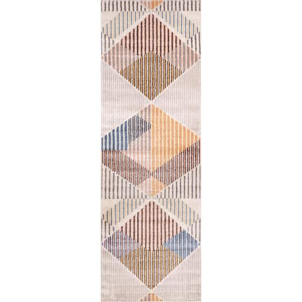 nuLOOM Skyler Beige 3 ft. x 8 ft. Contemporary Abstract Runner Rug
