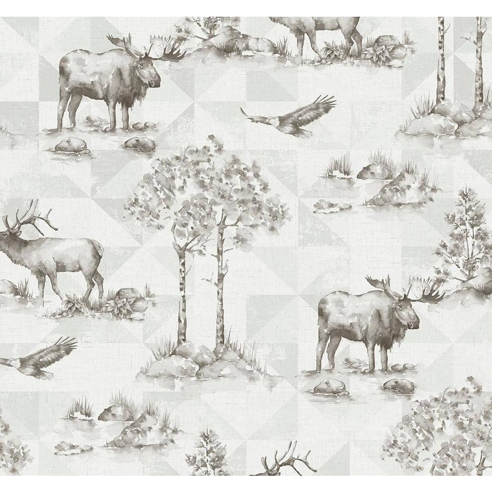 60.75 Sq. Ft. Mushroom Grey Alaska Moose Unpasted Wallpaper Roll price history on PriceWatchPro