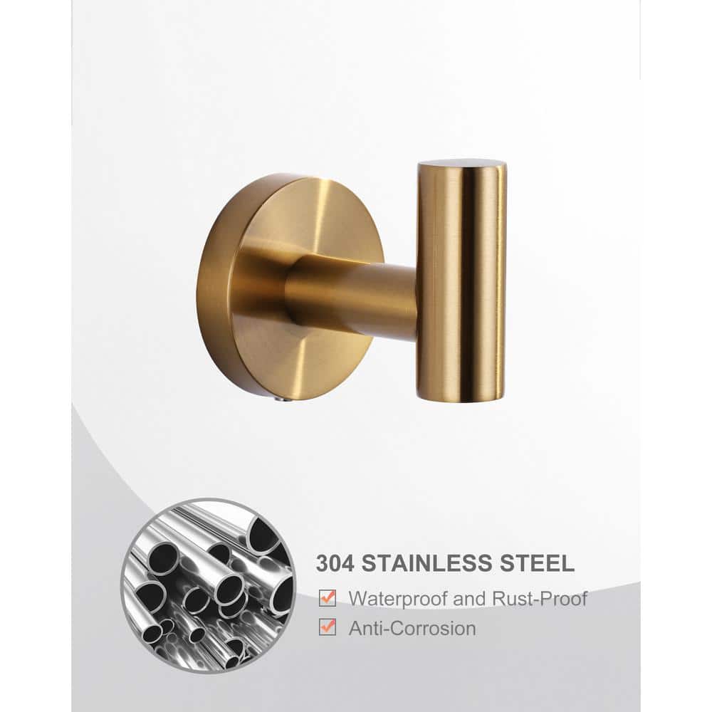 Brushed Gold Stainless Steel Wall Mounted J-Hook Set